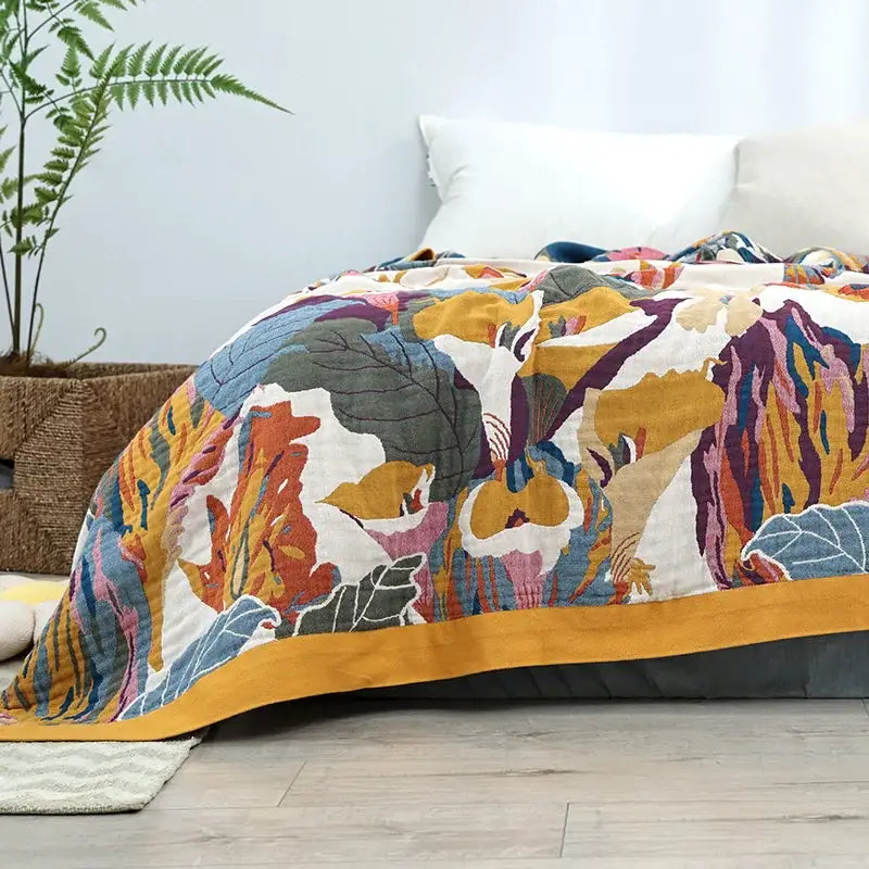 Cream Navy Cotton Throw