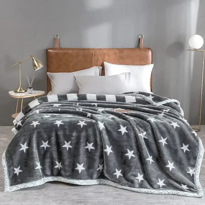Gray Yellow Flocked Blanket