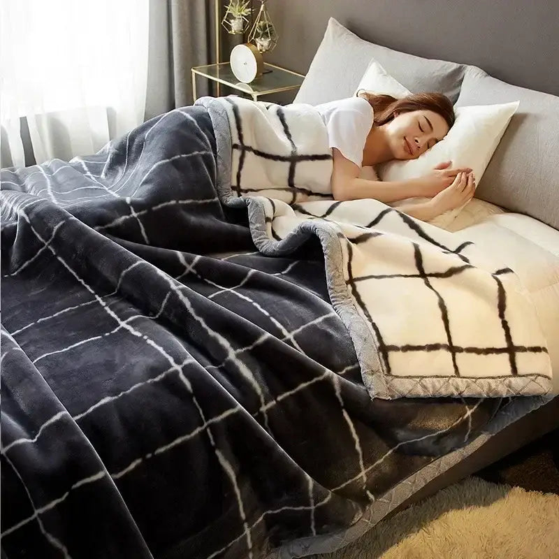 Gray Yellow Flocked Blanket