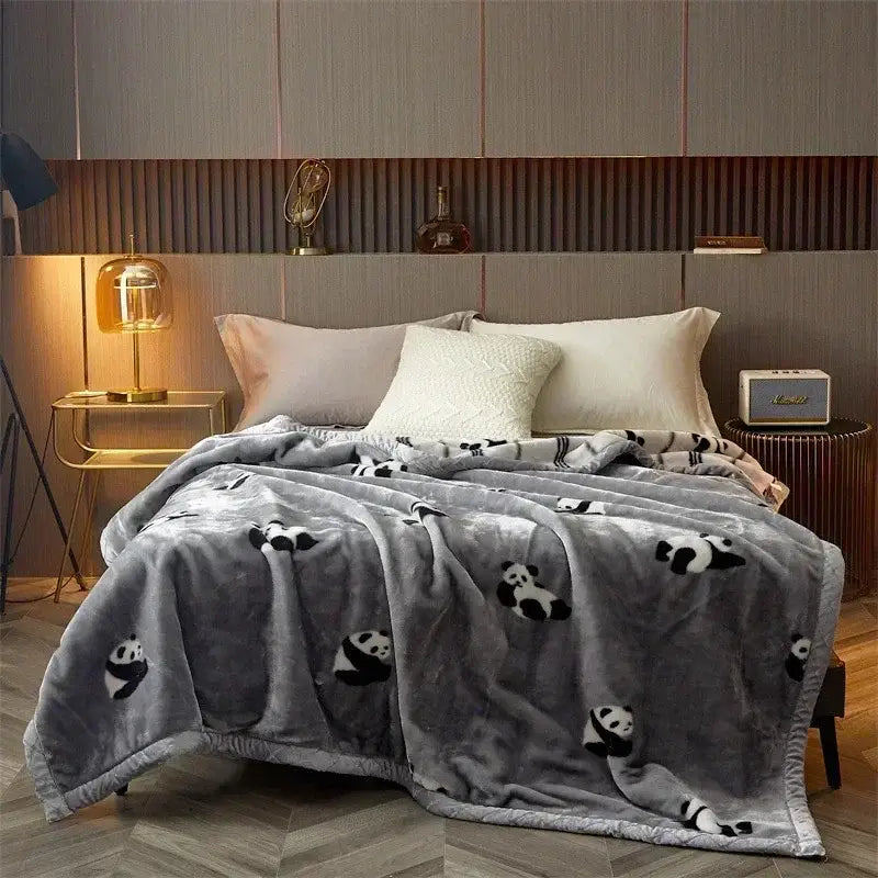 Gray Yellow Flocked Blanket