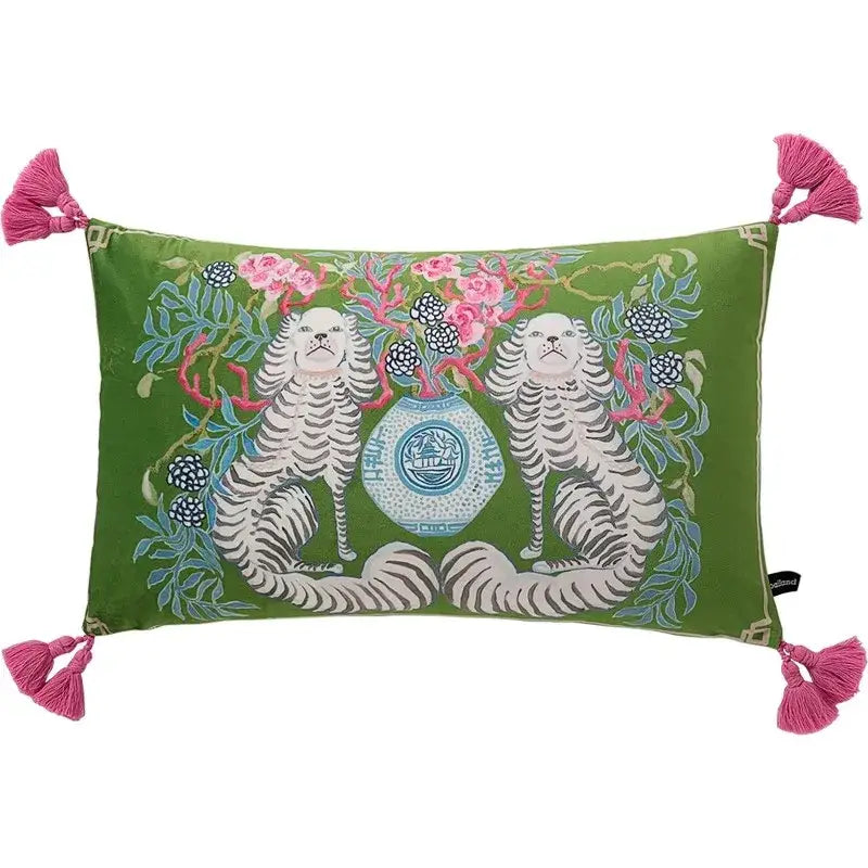 Green Handmade Lumbar Pillow