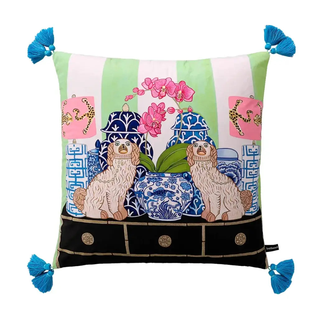 Green Handmade Lumbar Pillow