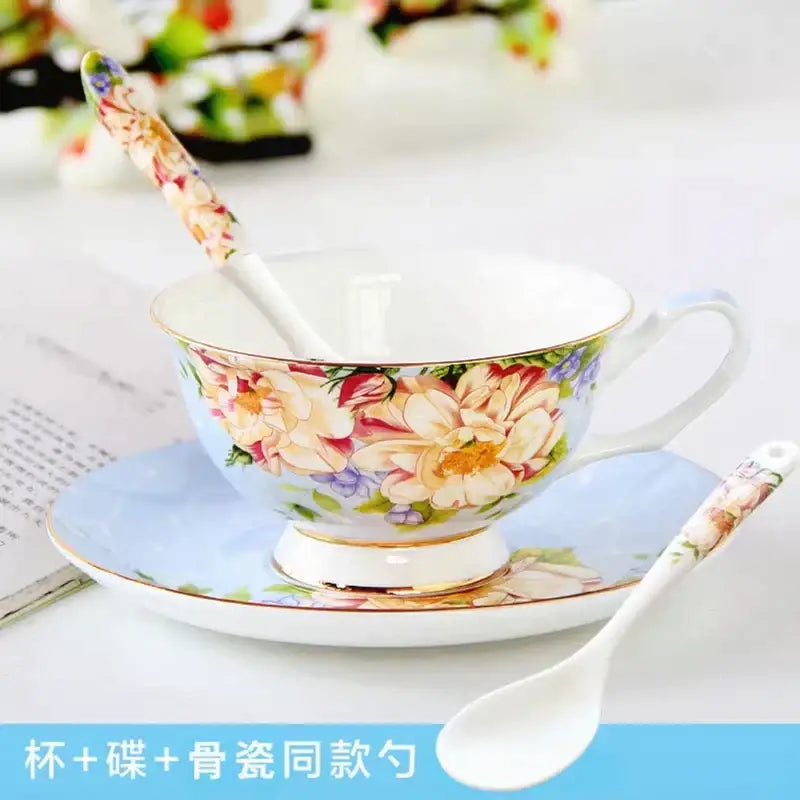 Blue Bone China Tea Set