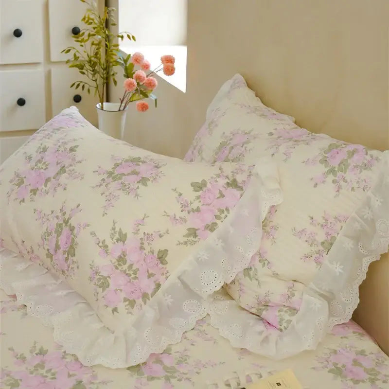 Pink Quilted Bedspread Set