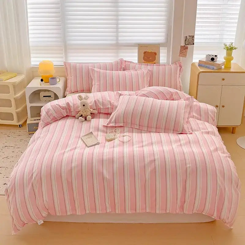 Rose Cotton Bedding Set with Breathable Fabric
