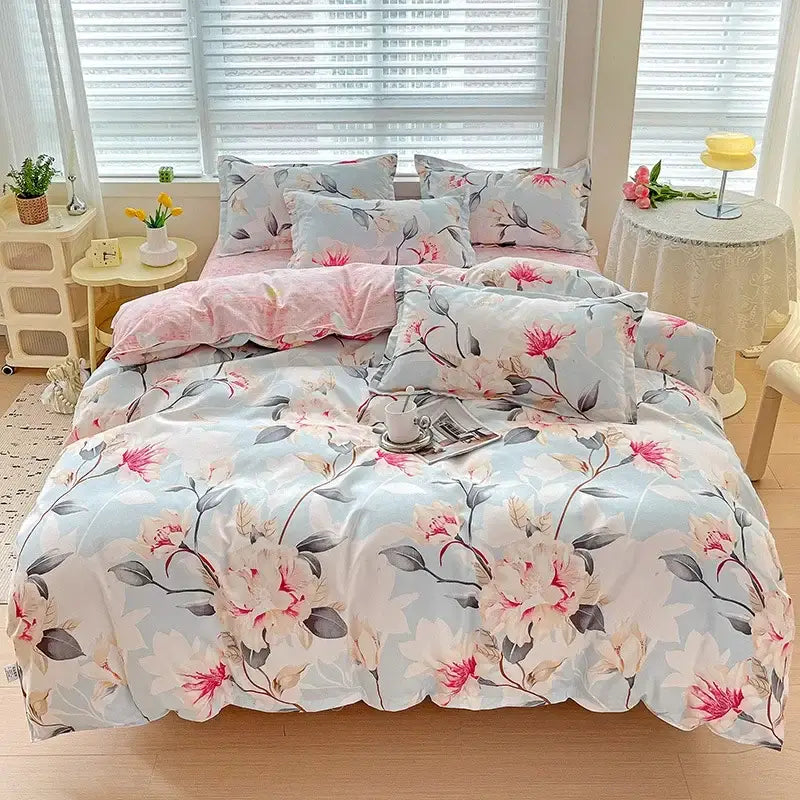 Rose Cotton Bedding Set with Breathable Fabric