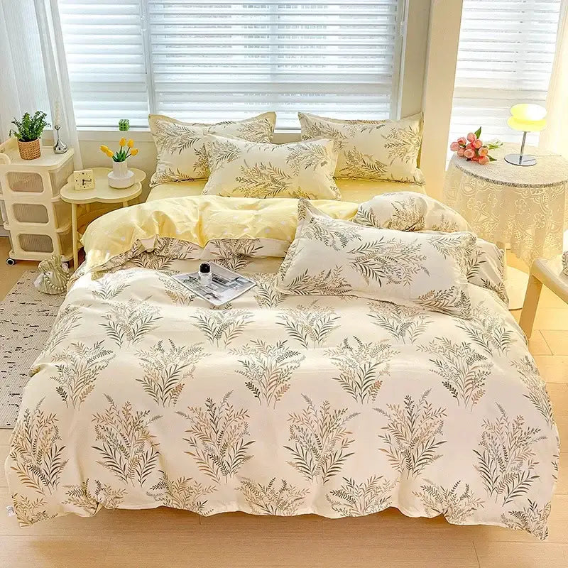 Rose Cotton Bedding Set with Breathable Fabric