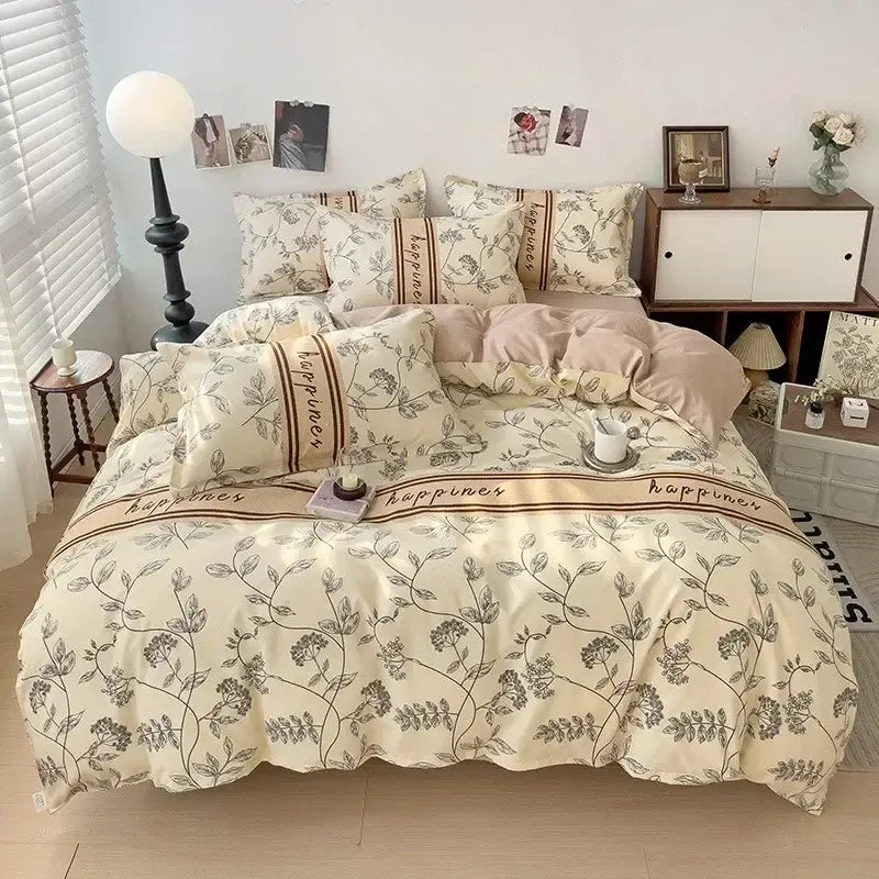 Rose Cotton Bedding Set with Breathable Fabric