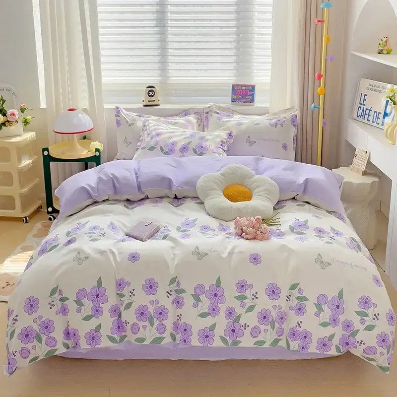 Rose Cotton Bedding Set with Breathable Fabric