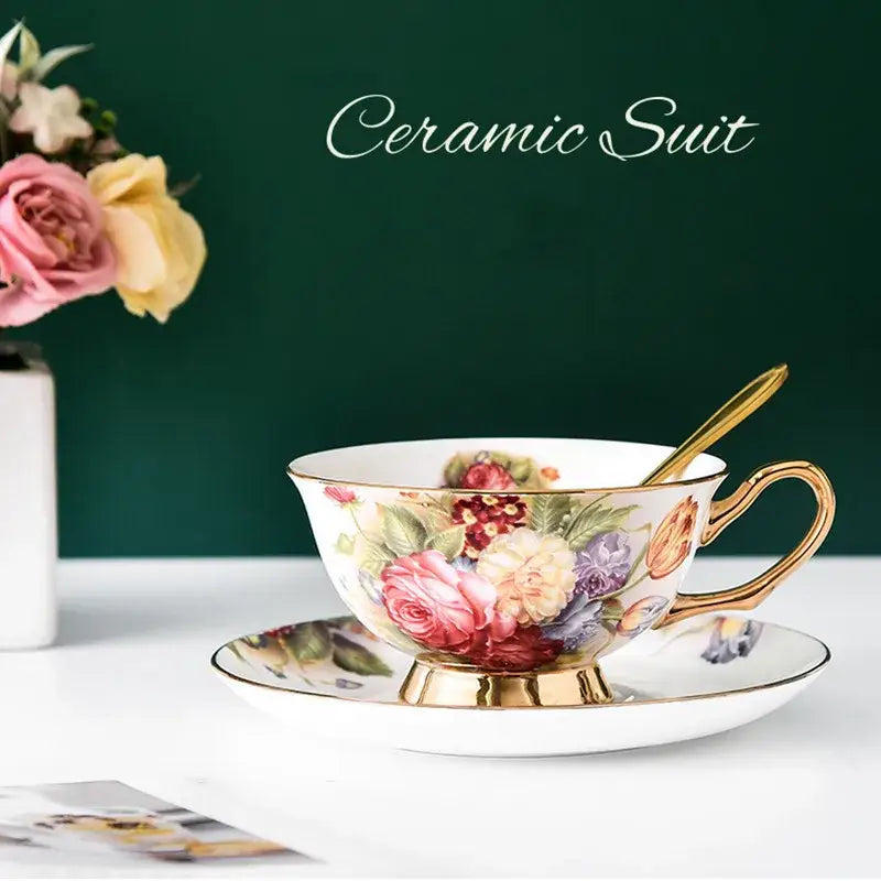 Purple Porcelain Tea Cup Set