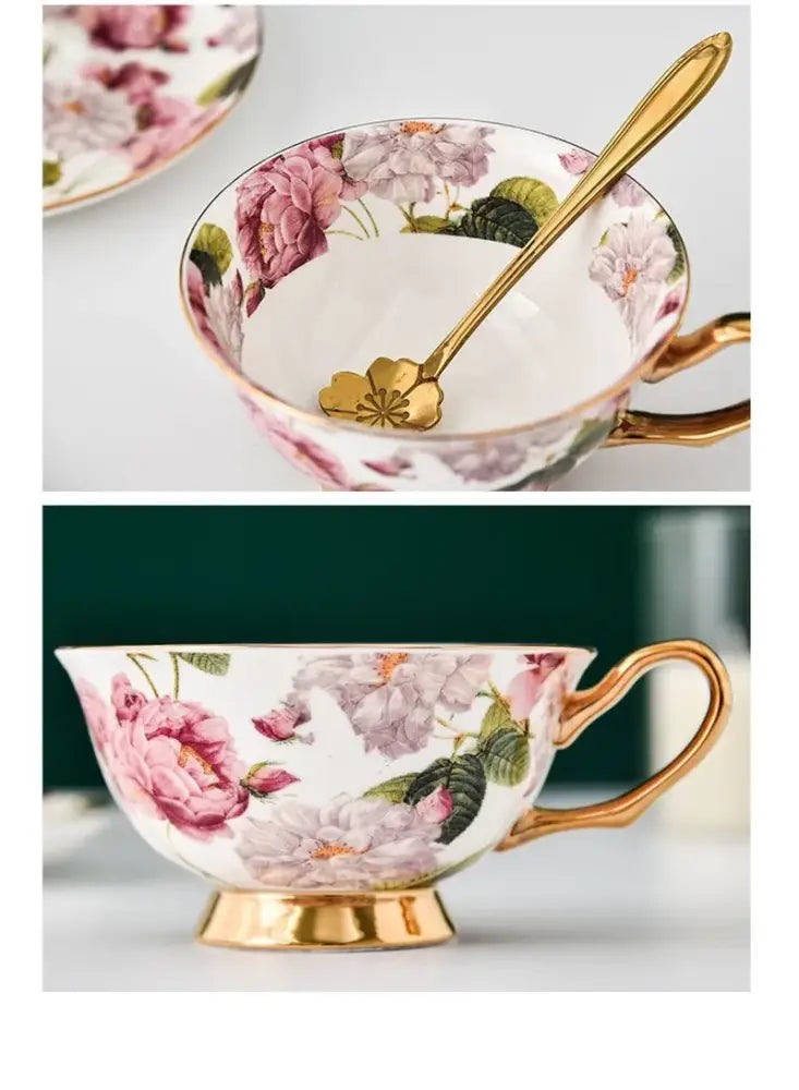 Purple Porcelain Tea Cup Set