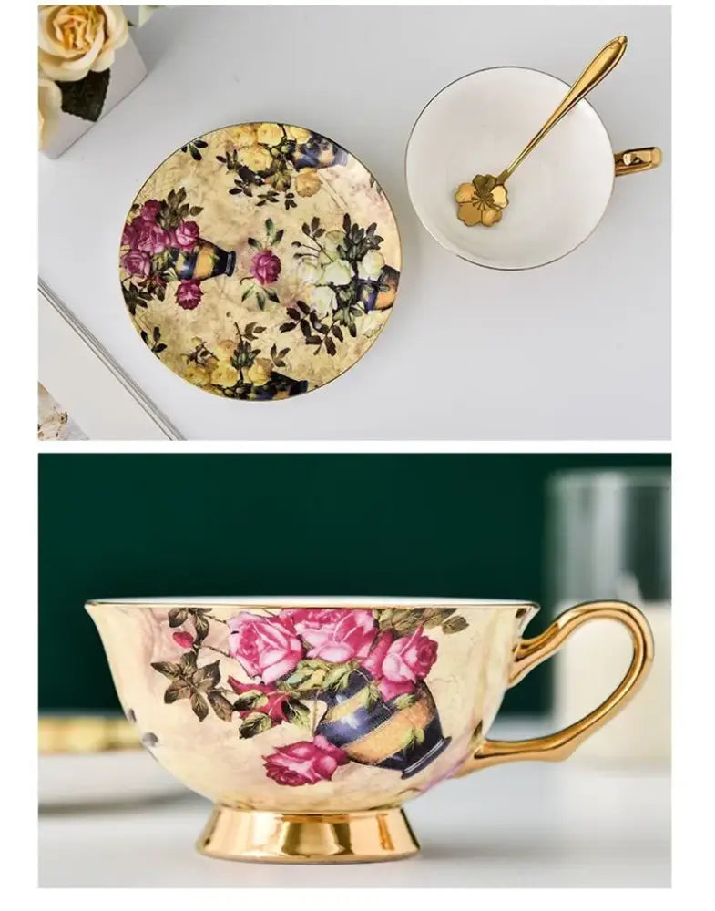 Purple Porcelain Tea Cup Set