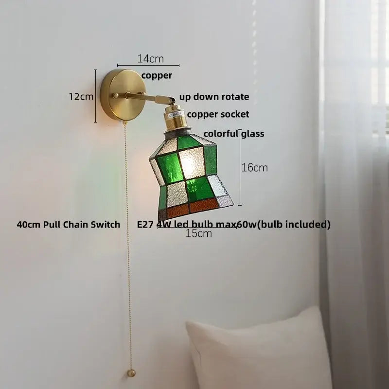 Teal Glass Wall Light