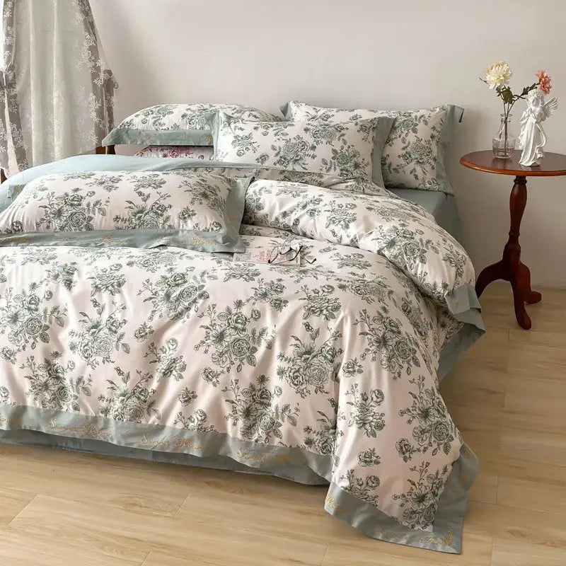 Red White Cotton Bedding Set