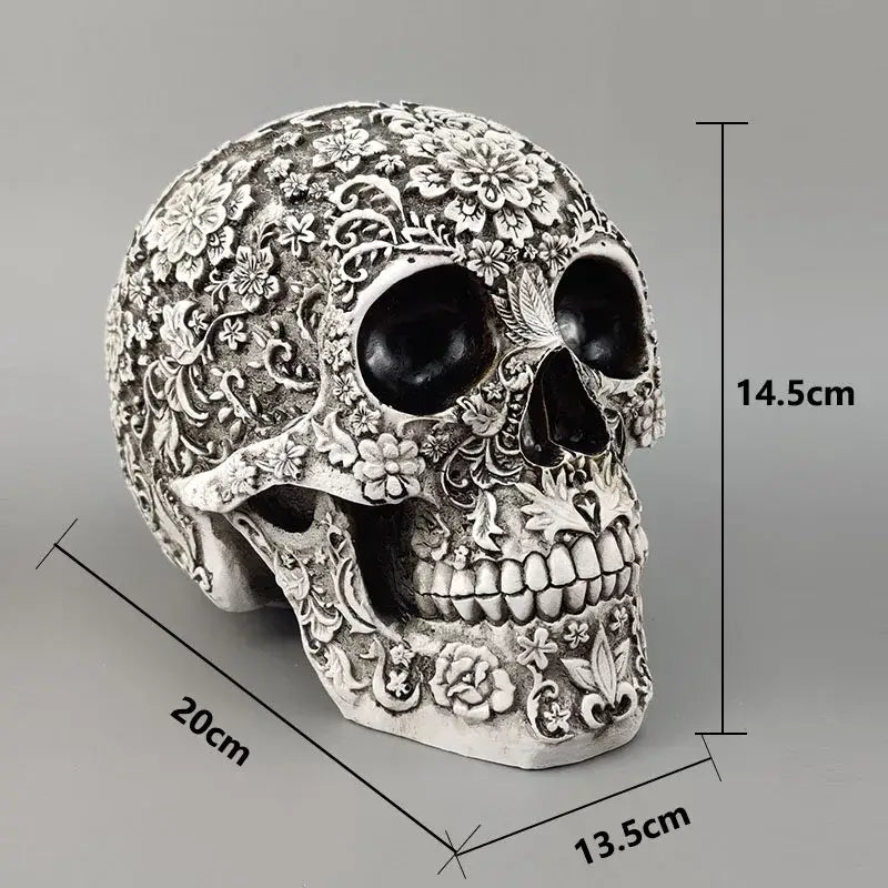 Silver Carved Skull Figurine