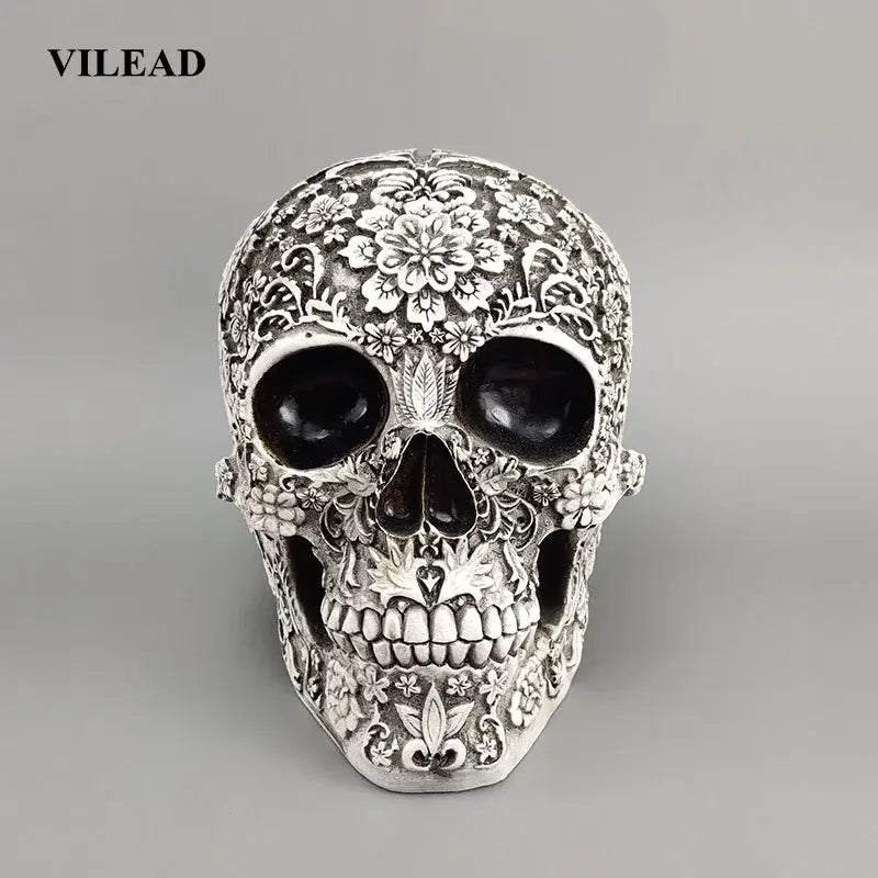 Silver Carved Skull Figurine