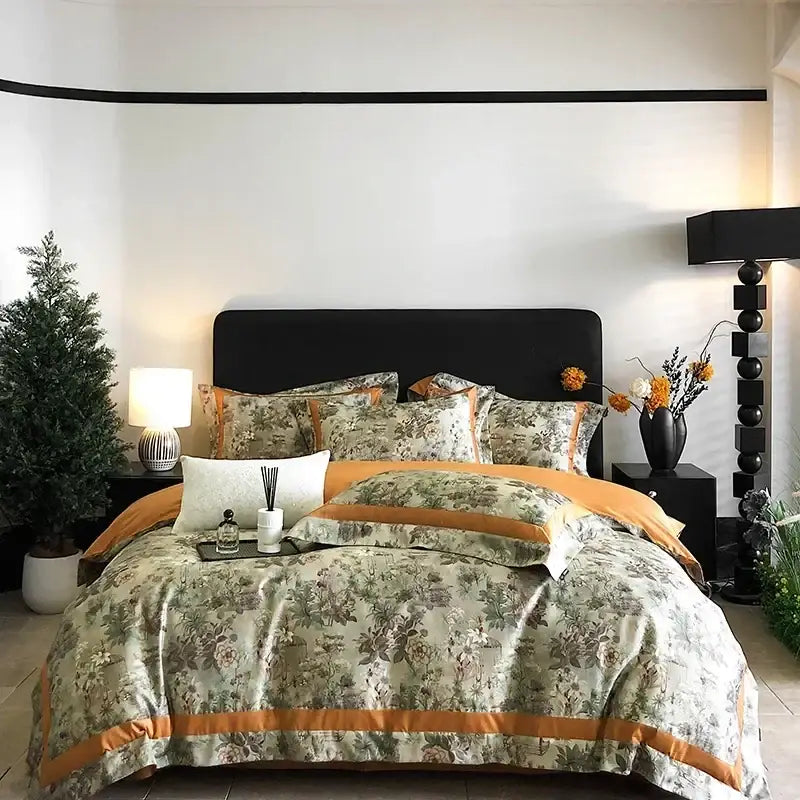 Blue Egyptian Cotton Bedding Set Queen Size