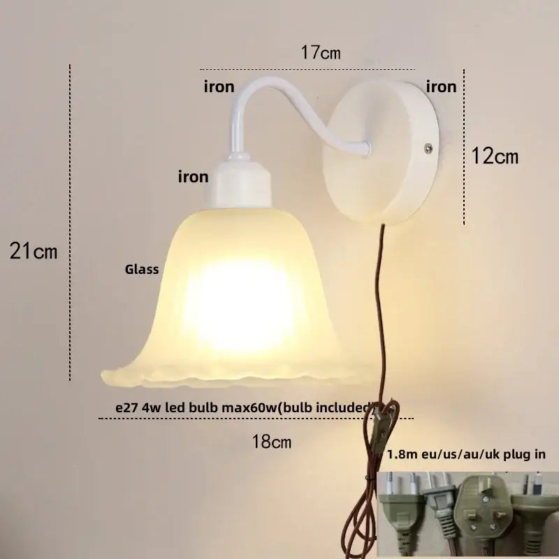 White Glass Pull Chain Sconce