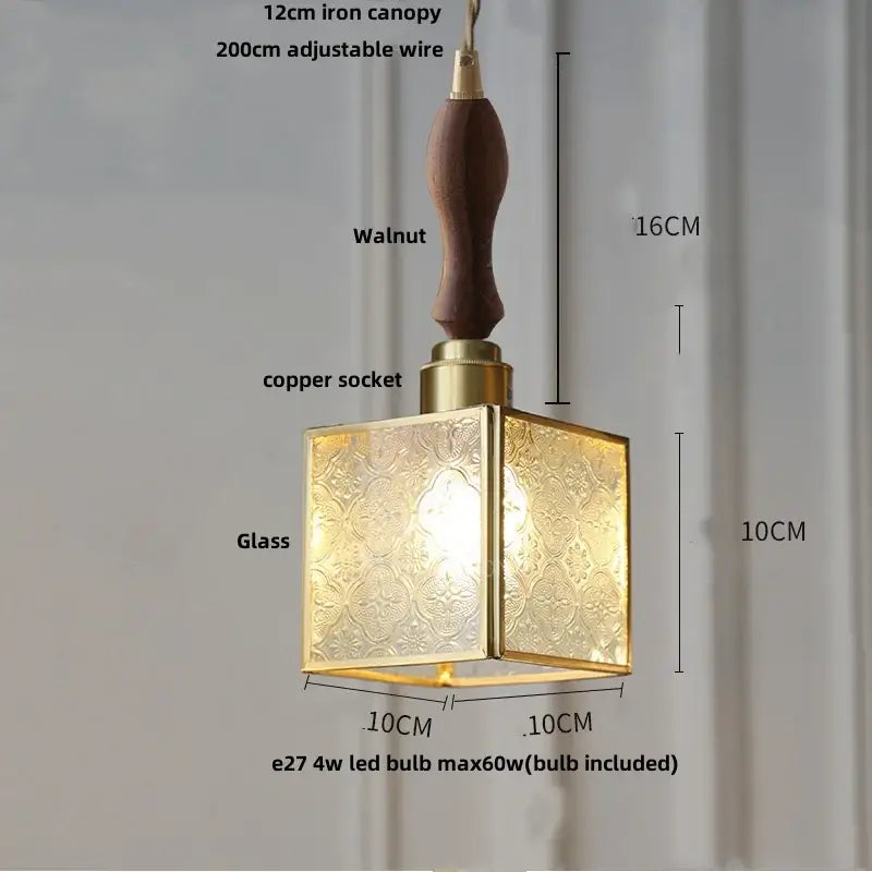 Green Glass Brass Pendant Lamp