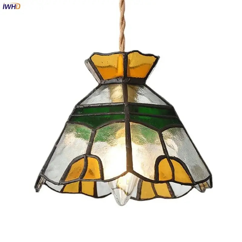 Green Glass Brass Pendant Lamp