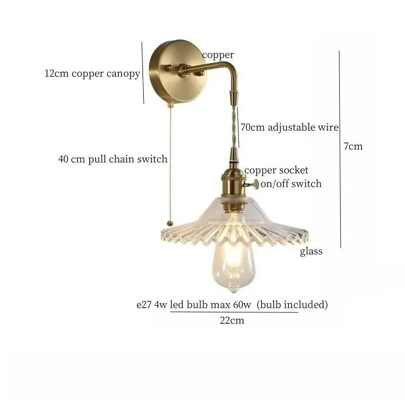 Brass Glass LED Wall Sconce