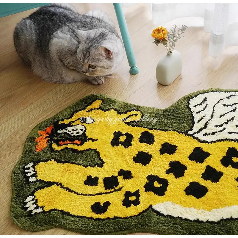 Olive Green Animal Rug