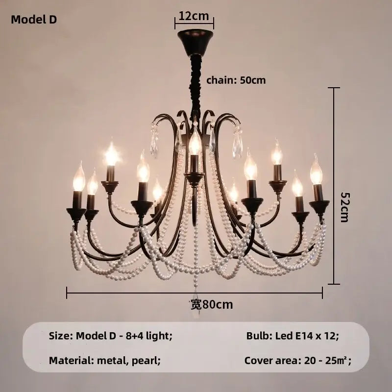 Black E14 Candle Chandelier