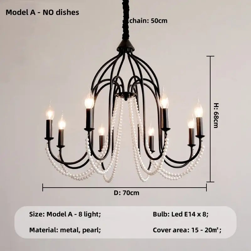 Black E14 Candle Chandelier