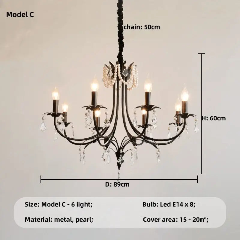 Black E14 Candle Chandelier