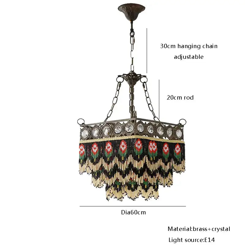 Brass Crystal Floral Chandelier
