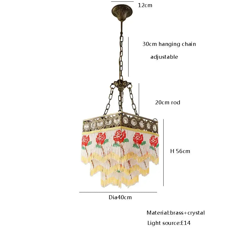 Brass Crystal Floral Chandelier