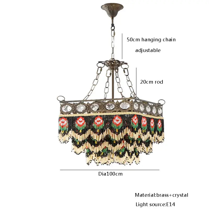 Brass Crystal Floral Chandelier