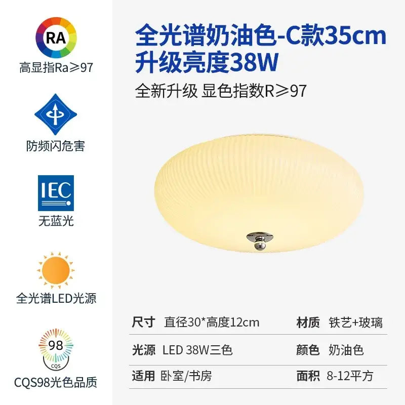 Chrome Ribbed Glass Ceiling Lamp