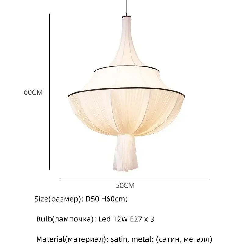 Cream Fabric Foyer Chandelier