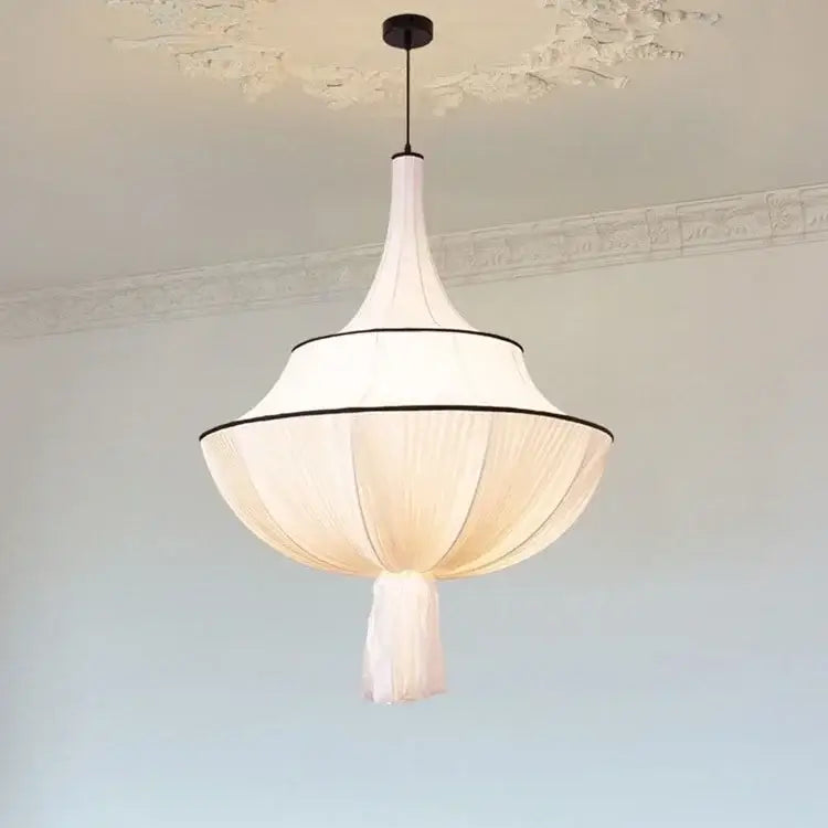 Cream Fabric Foyer Chandelier