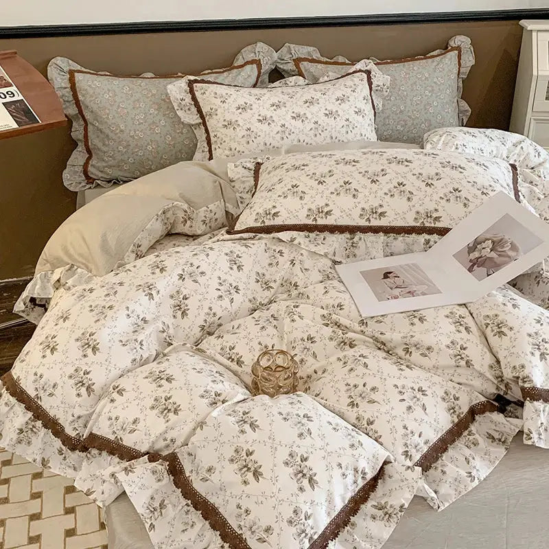 Floral Ruffled Cotton Bedding