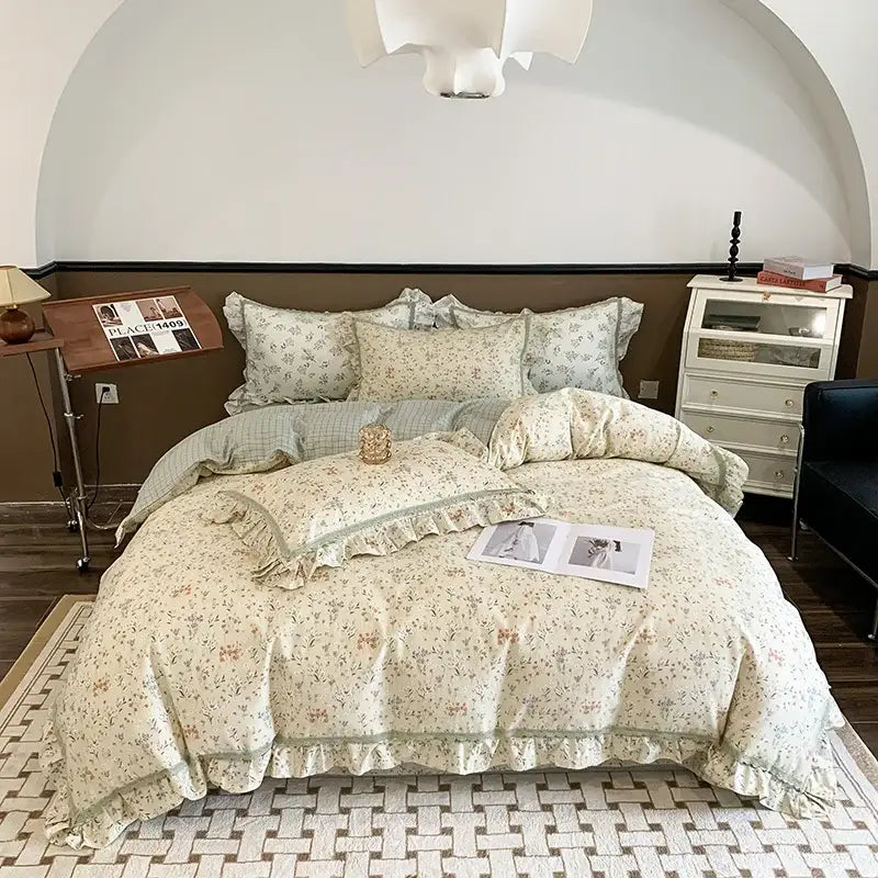 Floral Ruffled Cotton Bedding