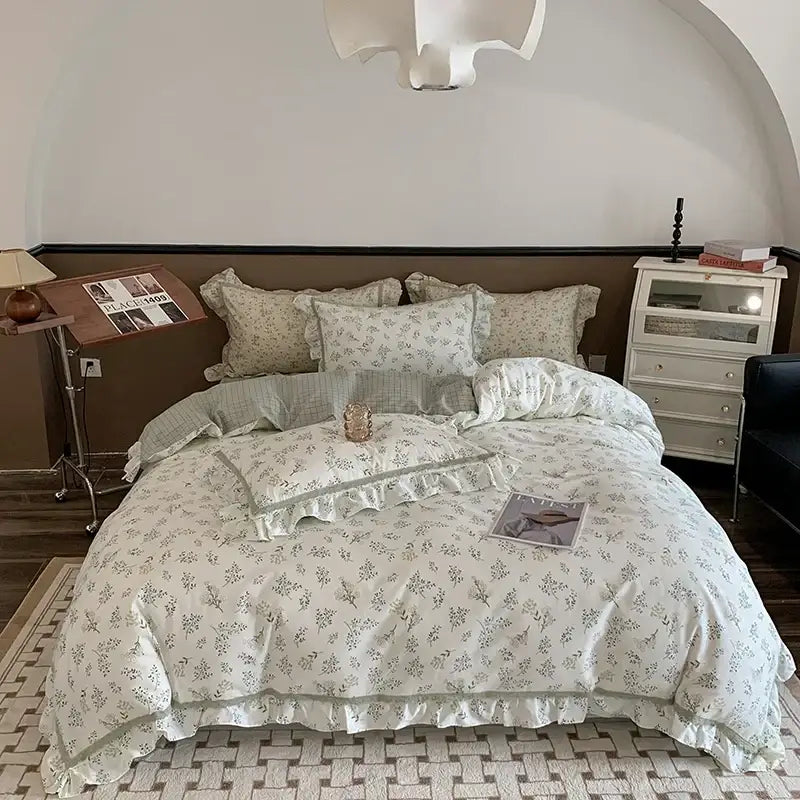 Floral Ruffled Cotton Bedding