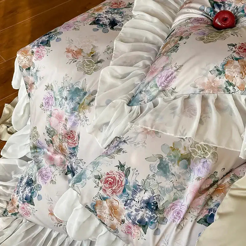 White Lace Satin Bedding