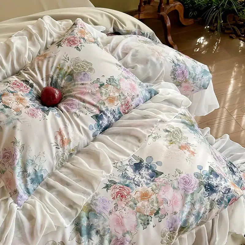 White Lace Satin Bedding
