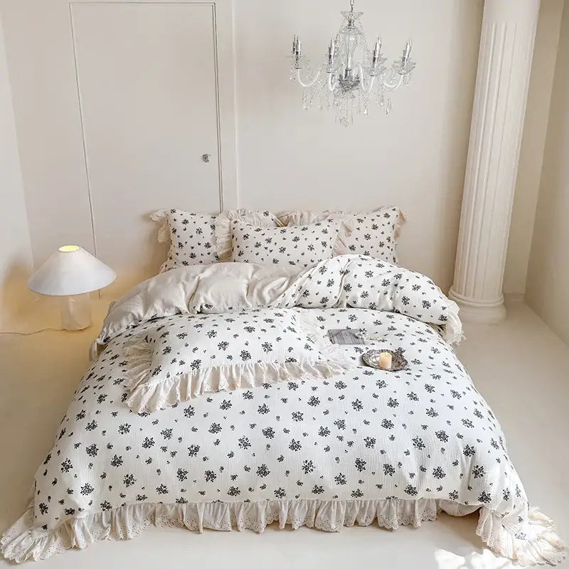 Floral White Cotton Bedding