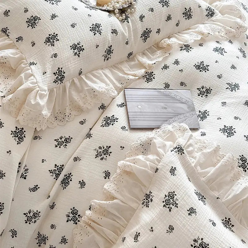 Floral White Cotton Bedding