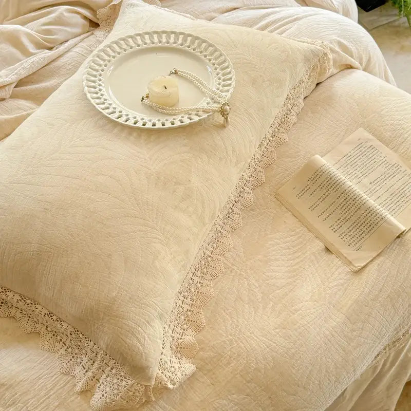 Cream Linen Ruffles Bedding