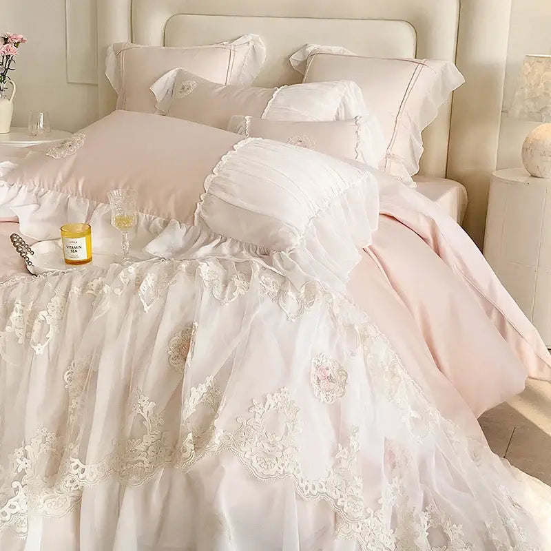 Pink Lace Cotton Bedding