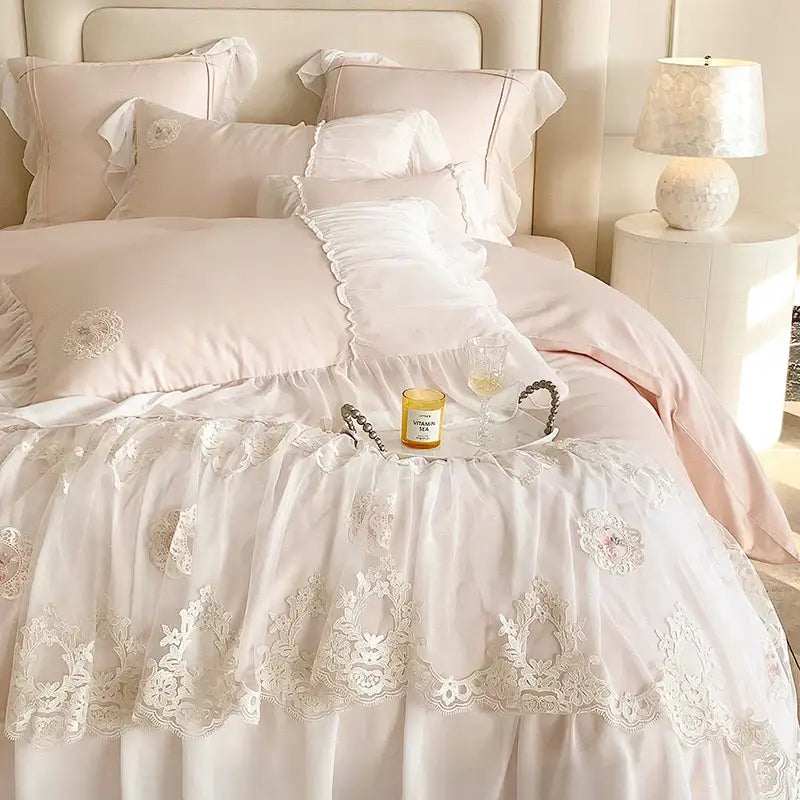 Pink Lace Cotton Bedding