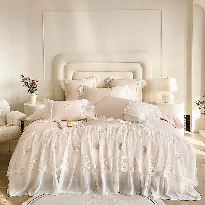 Pink Lace Cotton Bedding