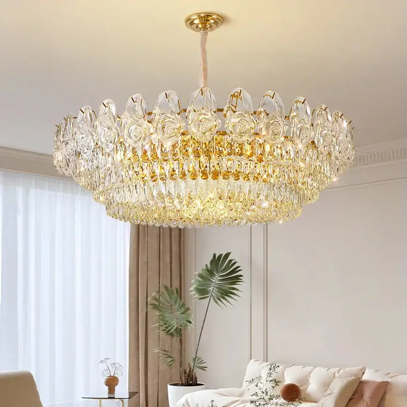 Gold Crystal Rose Chandelier