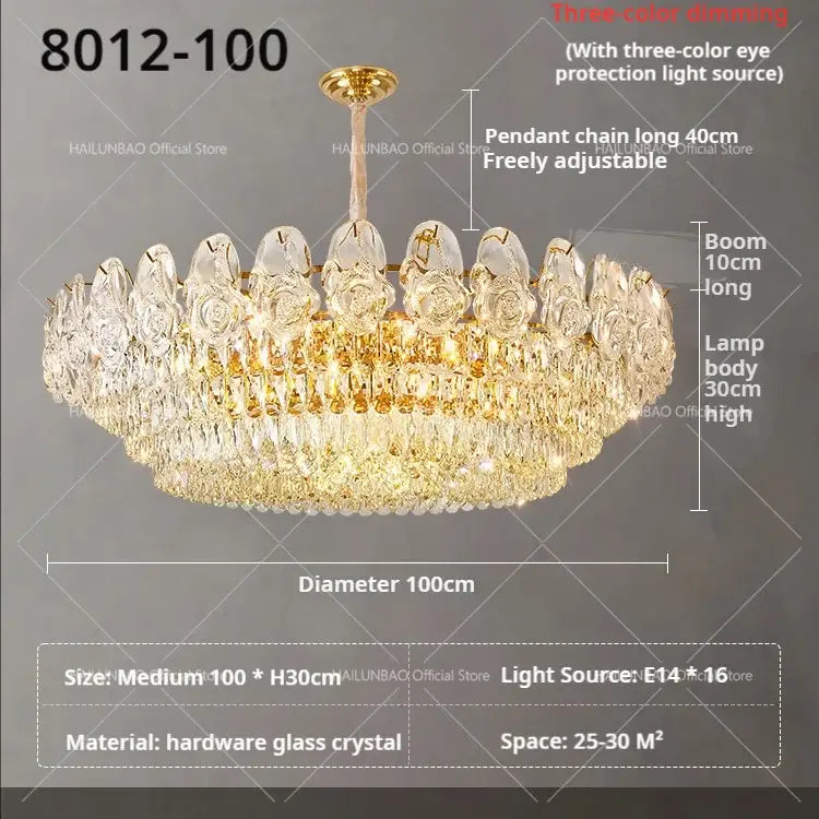 Gold Crystal Rose Chandelier