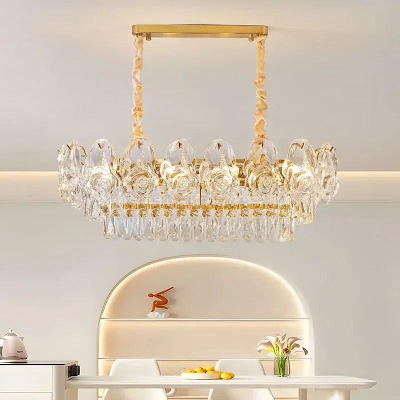 Gold Crystal Rose Chandelier
