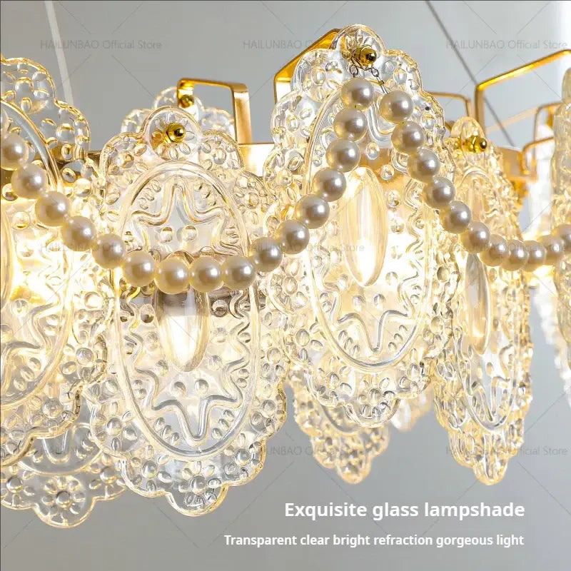 Gold Glass Lace Chandelier